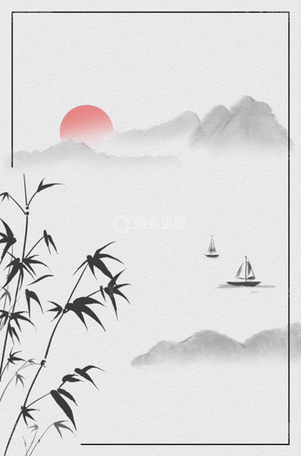 源文件下载【趣麦麦图】-古风山水竹子背景图
