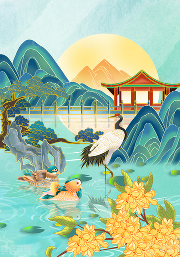 源文件下载【趣麦麦图】手绘国风国潮海报背景