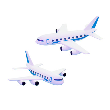 3D立体蓝白色航空飞机模型