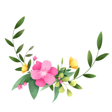手绘花朵绿植花卉边框教师节装饰元素