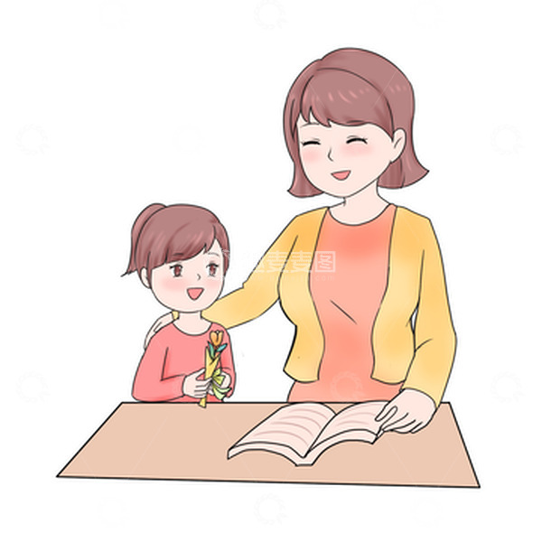 源文件下载【趣麦麦图】教师节学生送花给老师