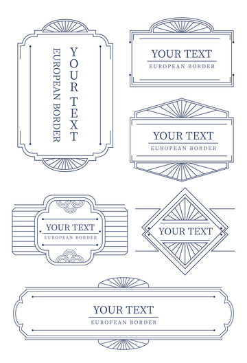 古典欧式线条几何中国风装饰招牌边框