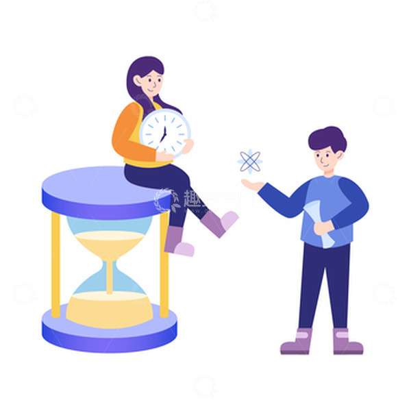 源文件下载【趣麦麦图】扁平简约时间沙漏人物元素