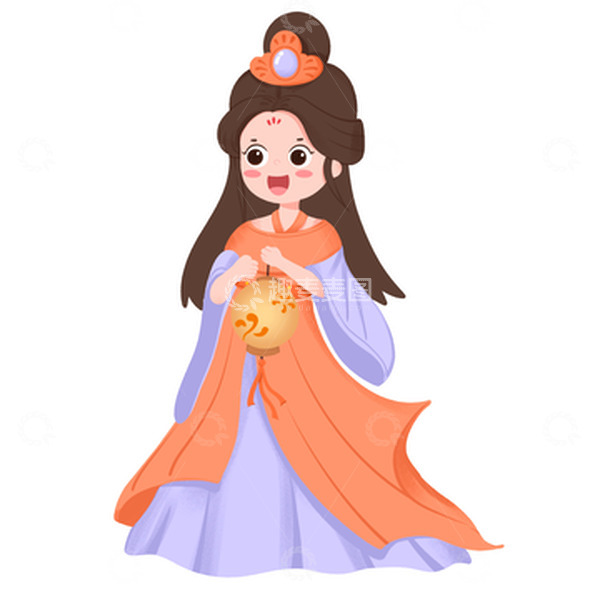 源文件下载【趣麦麦图】中秋节美女女神嫦娥仙子拿着灯免抠元素