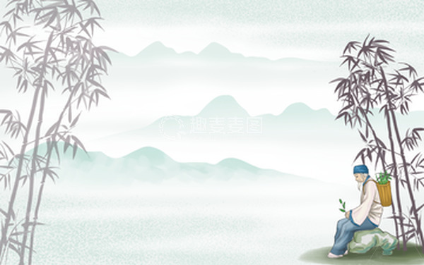 源文件下载【趣麦麦图】国风古风中医竹林水墨背景