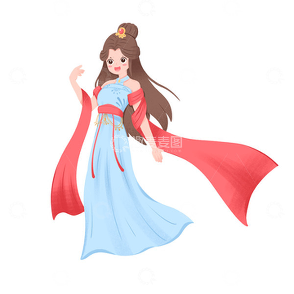源文件下载【趣麦麦图】中秋节嫦娥仙女开心微笑免抠元素