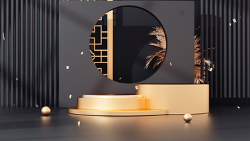 黑金C4D电商立体展台海报背景