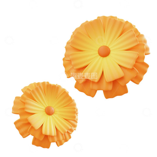 源文件下载【趣麦麦图】3D黄色菊花花朵
