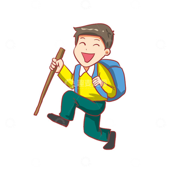 源文件下载【趣麦麦图】卡通手绘爬山登高背包男孩