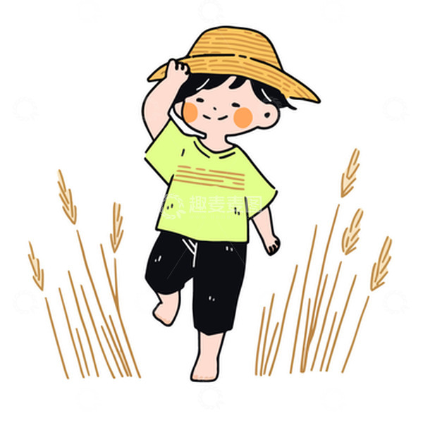 源文件下载【趣麦麦图】-秋天收获戴着草帽的农夫