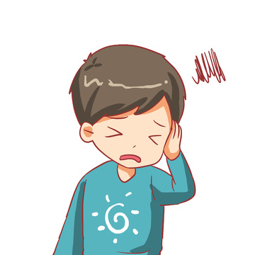 卡通手绘头痛头疼男孩
