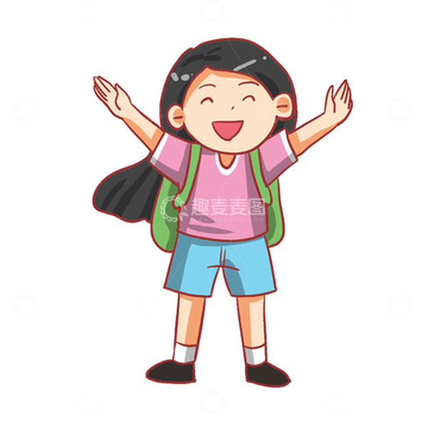 源文件下载【趣麦麦图】爬山登高开心女孩