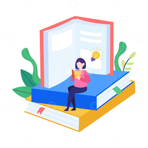 源文件下载【趣麦麦图】扁平简约看书学习的人物元素