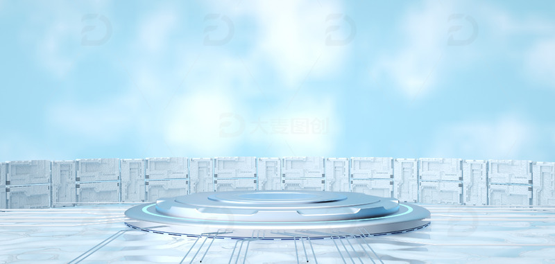 源文件下载【趣麦麦图】c4d简约浅蓝色展台背景