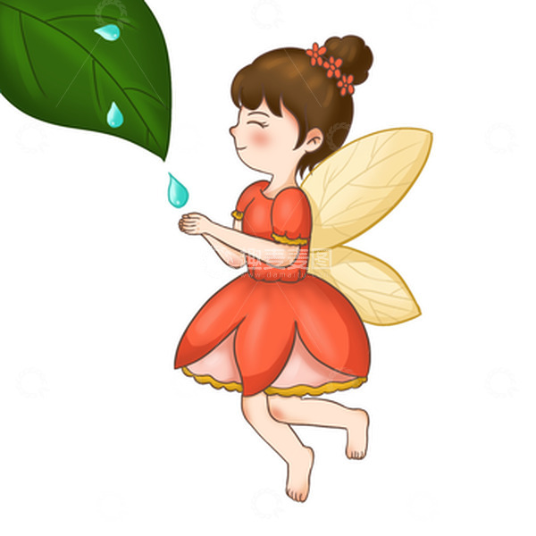 源文件下载【趣麦麦图】白露露水接清露水小仙子带翅膀