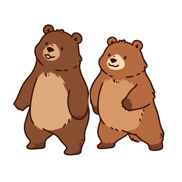 两只野熊插画