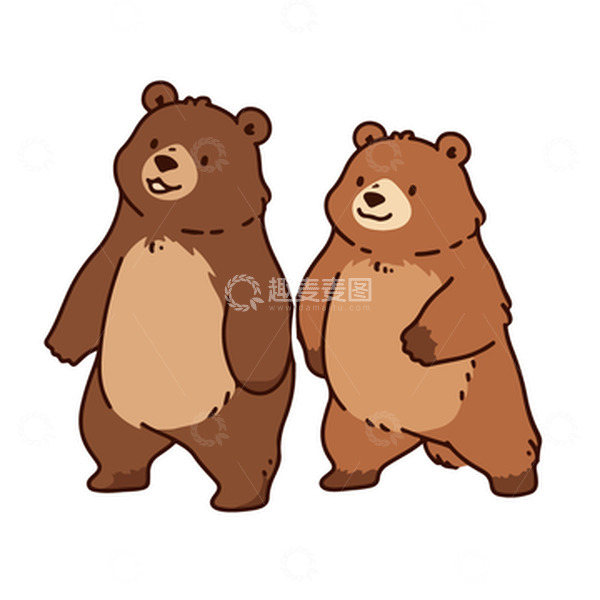 源文件下载【趣麦麦图】两只野熊插画