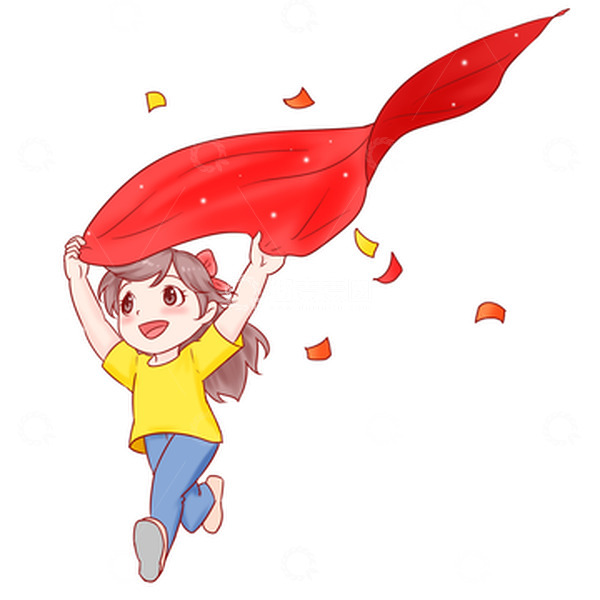 源文件下载【趣麦麦图】国庆红旗飘扬人物
