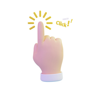 卡通手指点击手势3D元素