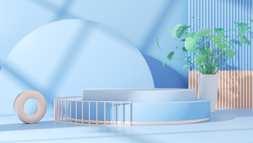 C4D家居立体背景绿植电商海报背景