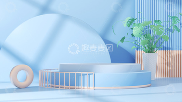 源文件下载【趣麦麦图】C4D家居立体背景绿植电商海报背景