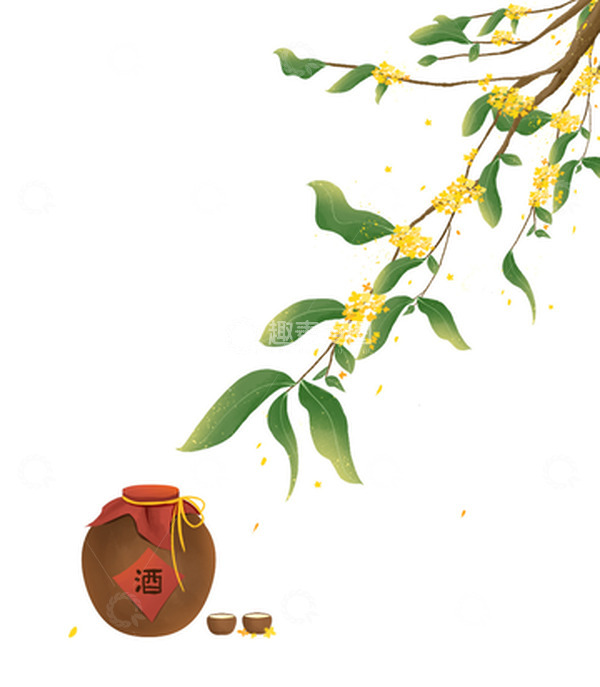 源文件下载【趣麦麦图】古风中秋节桂花 桂花酒元素