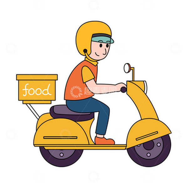 源文件下载【趣麦麦图】卡通简约线描送外卖的人物元素