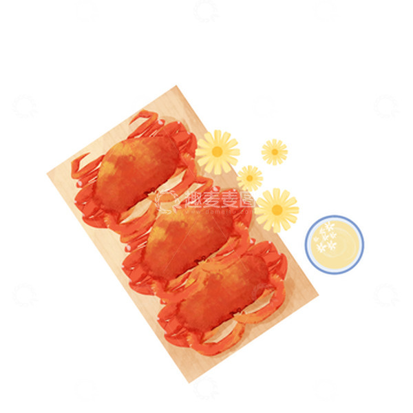 源文件下载【趣麦麦图】秋季简约秋分螃蟹