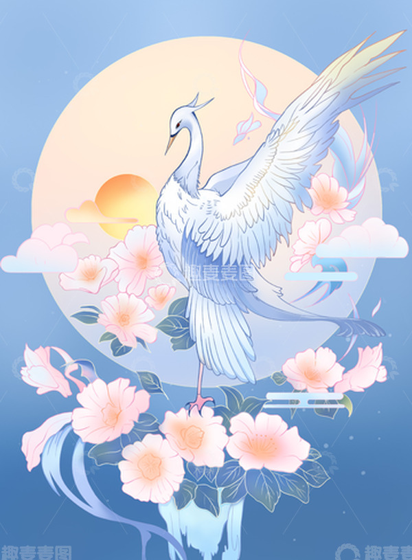 源文件下载【趣麦麦图】白露节气海报白鹭