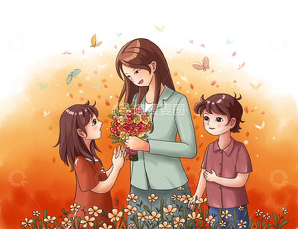 源文件下载【趣麦麦图】教师节学生献花老师微笑感恩场景温馨背景
