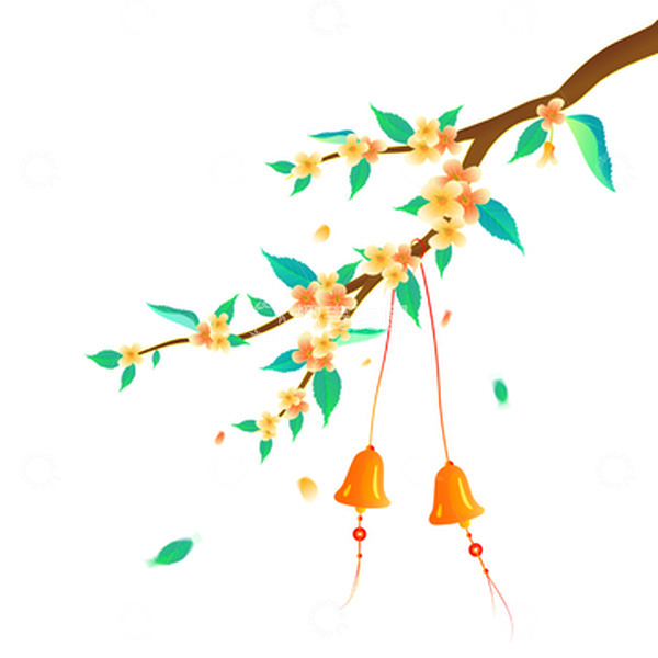 源文件下载【趣麦麦图】中秋节桂花风铃插画装饰元素