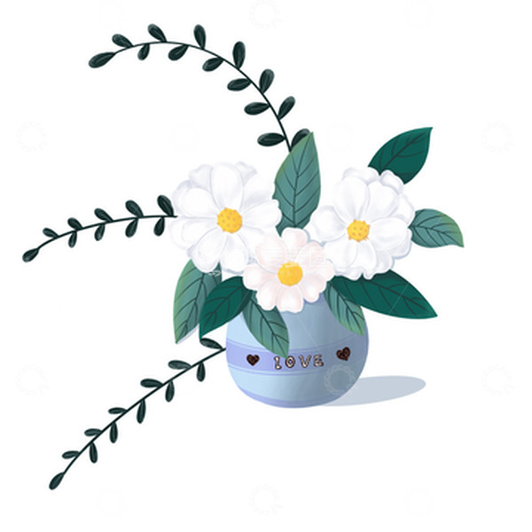 源文件下载【趣麦麦图】蓝色爱情小盆栽