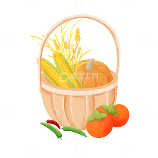 源文件下载【趣麦麦图】简约秋收秋季瓜果