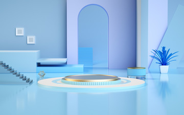 c4d蓝色展台背景