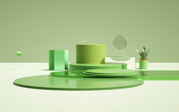 c4d绿色清新展台背景