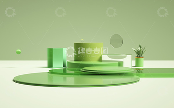 c4d绿色清新展台背景