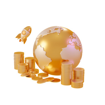 金色地球金融理财3D元素