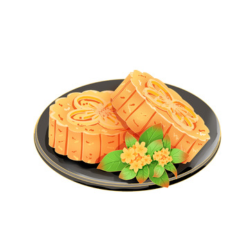 手绘国潮风中式桂花糕元素