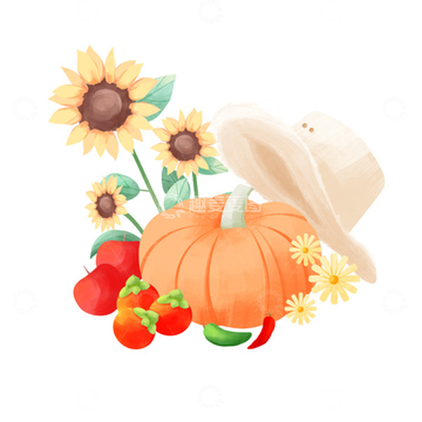 源文件下载【趣麦麦图】简约秋收瓜果堆