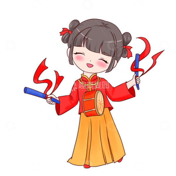 源文件下载【趣麦麦图】国庆喜迎国庆敲锣打鼓人物