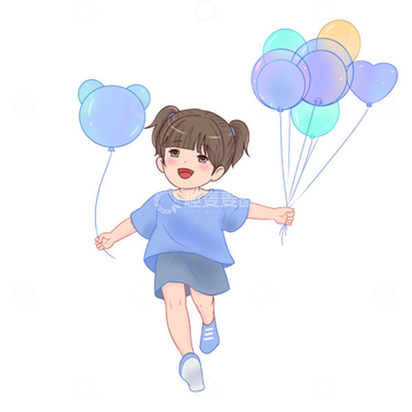 源文件下载【趣麦麦图】国庆放假庆祝放气球人物