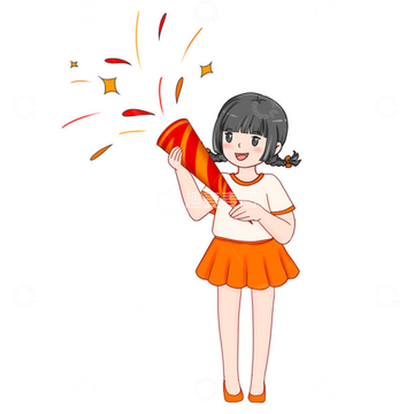 源文件下载【趣麦麦图】国庆庆祝人物放礼花女生