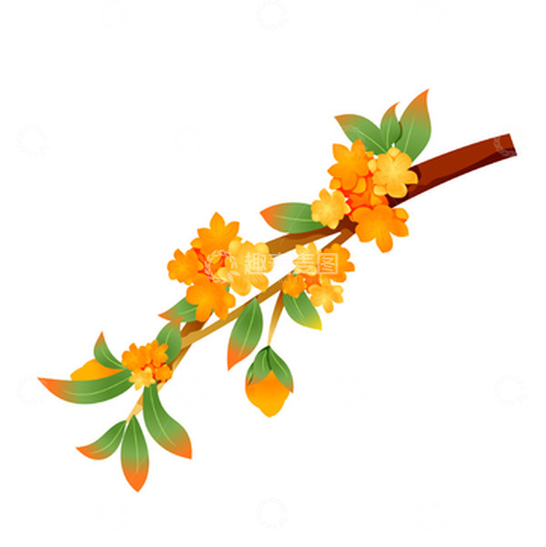 源文件下载【趣麦麦图】-矢量国潮风手绘桂花元素