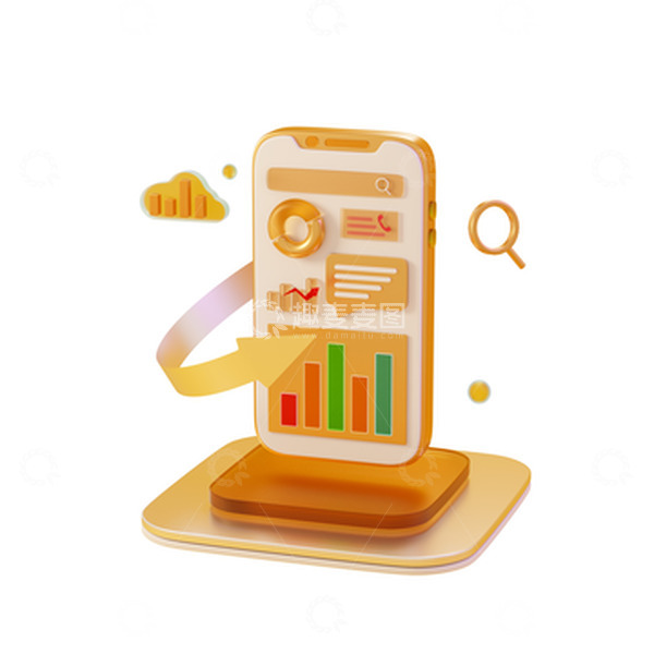 源文件下载【趣麦麦图】-3D金融数据分析报表柱状图手机模型