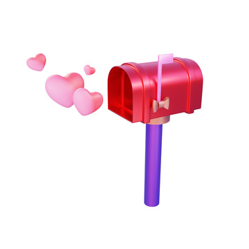 爱心信箱邮件邮箱3D元素