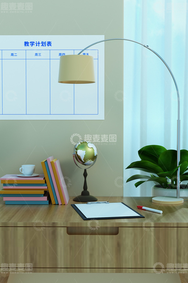 源文件下载【趣麦麦图】C4D教师节居家备课场景
