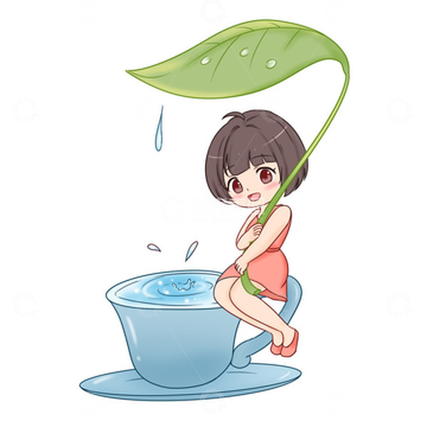 源文件下载【趣麦麦图】白露收清露小女孩