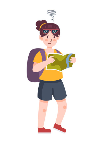 卡通简约登山探险的人物元素