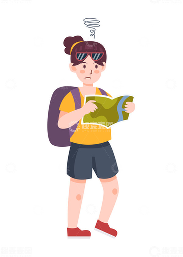 源文件下载【趣麦麦图】卡通简约登山探险的人物元素