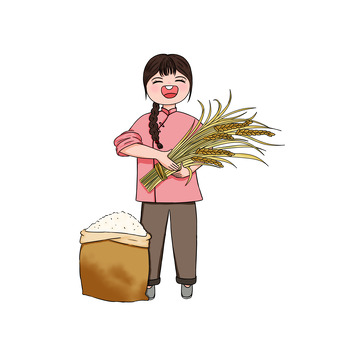 秋分秋收收割稻田